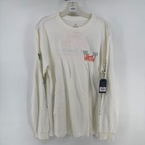 Roark T Shirt Mens Medium Seek & Explore Long Sleeve Crew Off White RT1107 NWT
